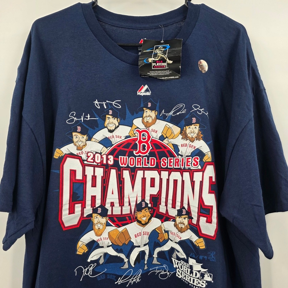MAJESTIC BOSTON RED SOX 2013 WORLD SERIES CHAMPIONS SHIRT MENS 2XL NEW DEADSTOCK - Picture 3 of 10